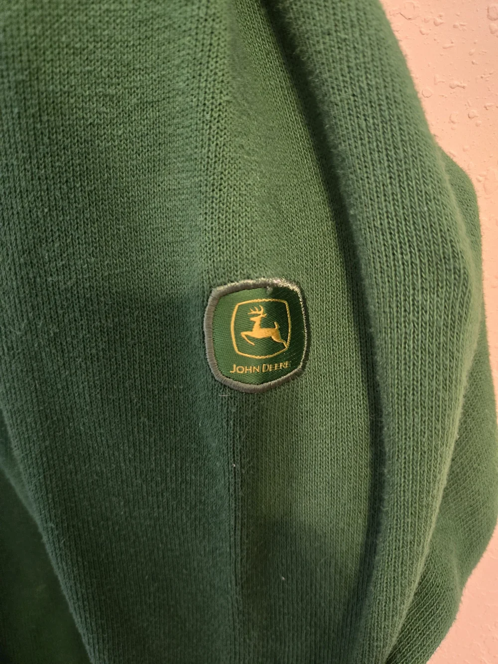 Vintage John Deere Green Quarter-Zip Pullover Sweater
